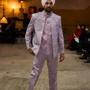 Purple jodhpuri suit open front