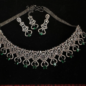 Carved Stone Kundan and AD Necklace set