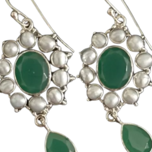 Silver Earring - Light Green