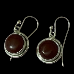 Silver Earring - Ruby Red