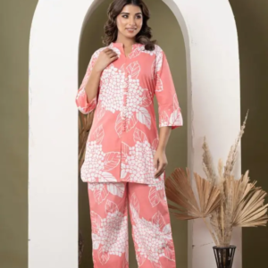 Coral Floral Kurta Palazzo Co-ord Set – Mohikas