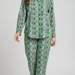 Green Geometric Print Co-ord Set – Mohikas