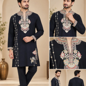 Men's Multicolor Embroidered Kurta (KT353850) - Mohikas