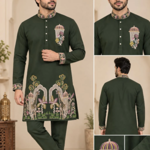 Men's Hem Embroidered Kurta (KT4031100) - Mohikas