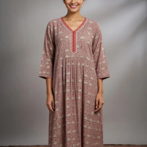 Mauve Floral Kurta Dress – Mohikas