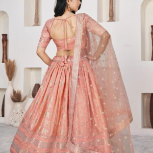 Peach Foil Print Lehenga – Mohikas