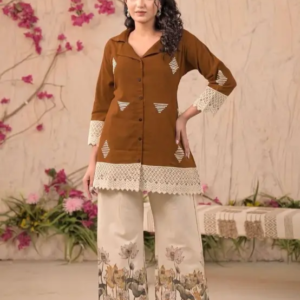 Rust Brown Lace Kurta Palazzo Set – Mohikas